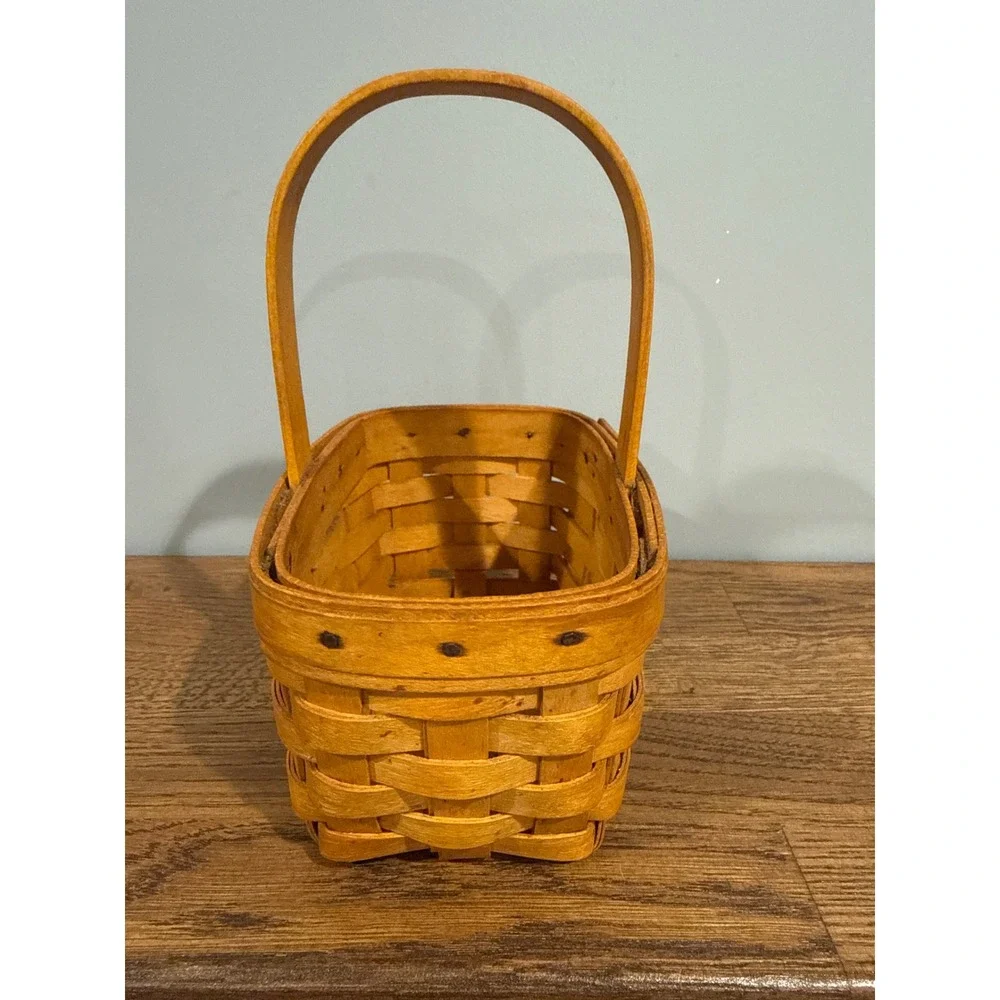 Longaberger 2001 Handwoven Small Rectangular‎ Basket with Handle Dresden Ohio